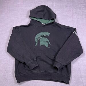 Stadium Athletics Michigan State Spartans Logo Hoodie Mens Large Black Cotton